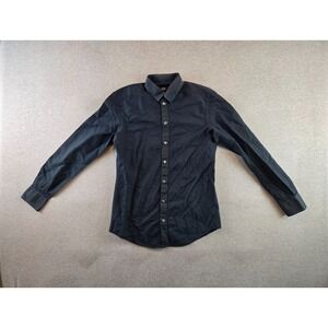 Dolce & Gabbana Shirt Mens 15 3/4 40 Navy Blue Textured Long Sleeve Button‎ Up